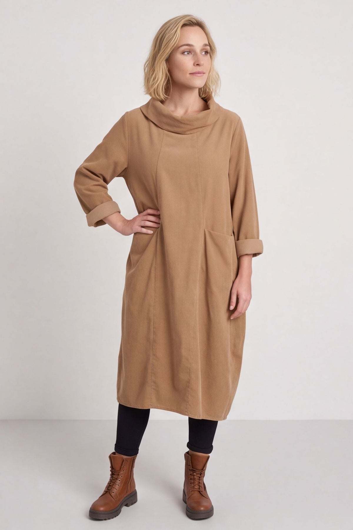 Christie Needlecord Dress Camel – image 1 of 6