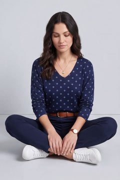Lola Relaxed Polka Dot V-Neck Top – image 1 of 6