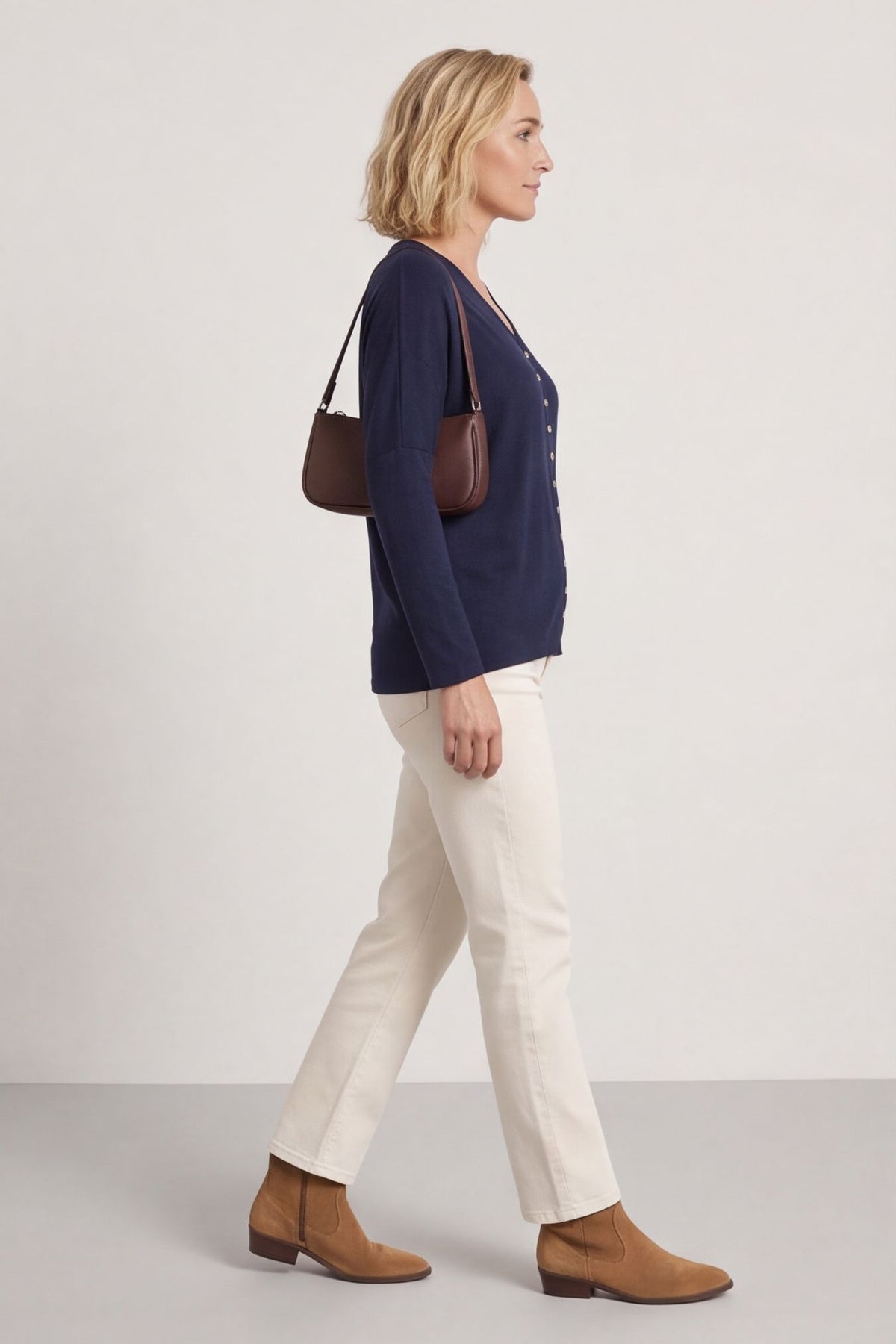 Blythe Button Detail Top Navy – image 1 of 6