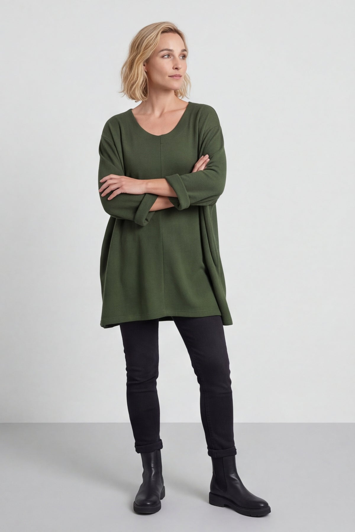 Beverley Oversize Knitted Top Khaki – image 1 of 6