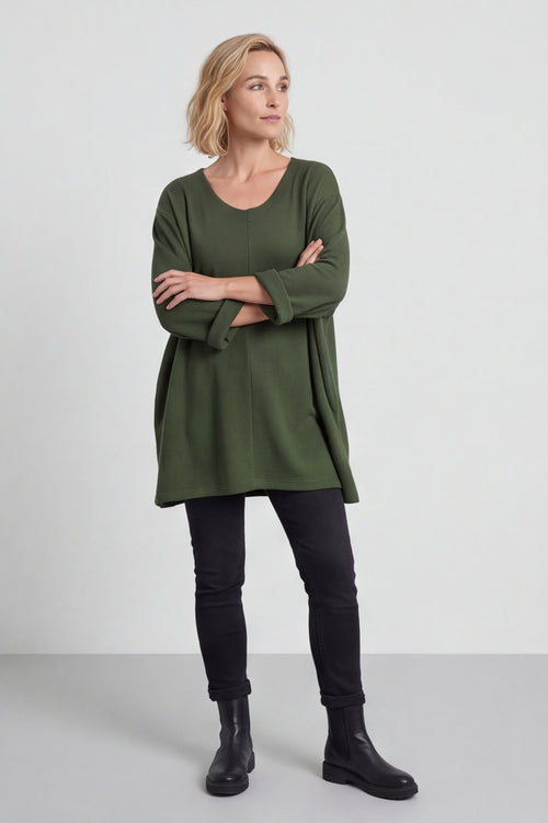 Beverley Oversize Knitted Top Khaki – image 1 of 6