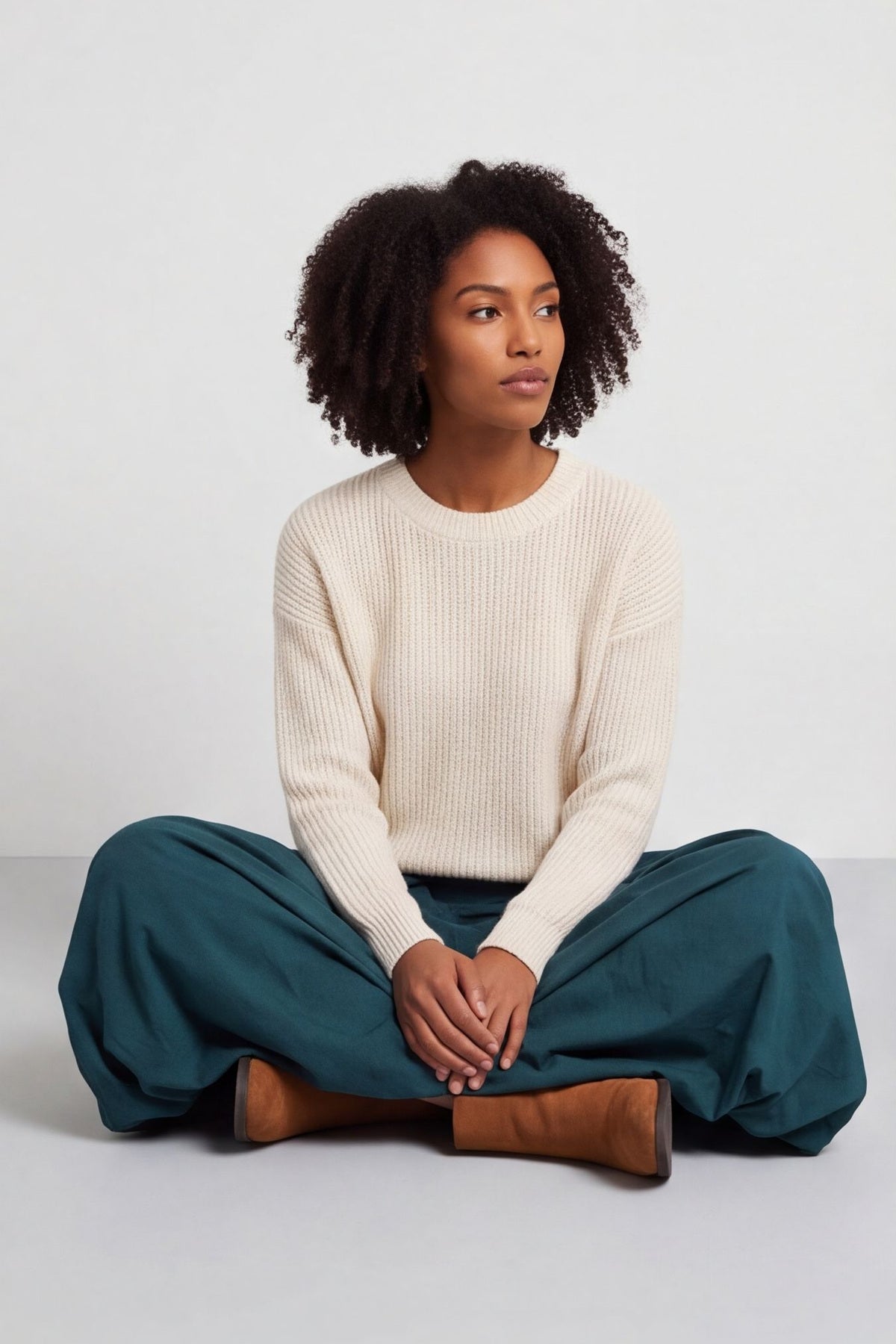 Wilfreda Puffball Cotton Skirt Teal – image 1 of 5