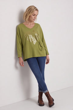 Cherie Heart Cotton Top Green – image 1 of 3