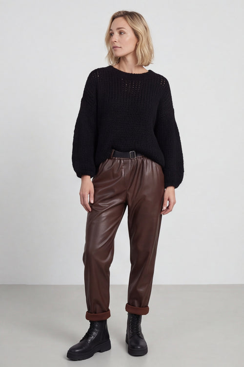 Hilary Wet Look Trousers Cocoa – image 1 of 5