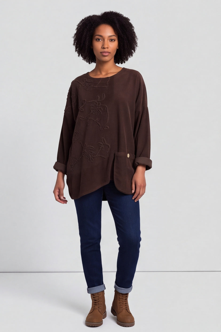 Jessa Needlecord Top Cocoa – image 1 of 6