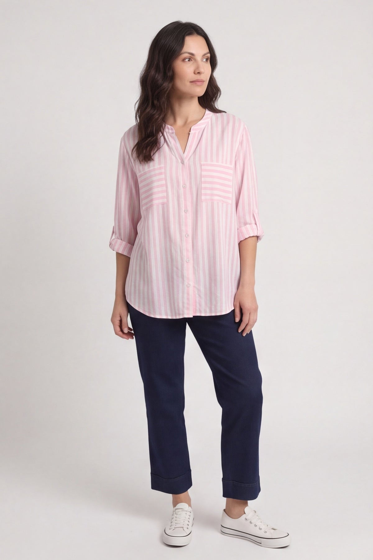 Jaynie Gingham Tie Front Shirt Pink – image 1 of 6