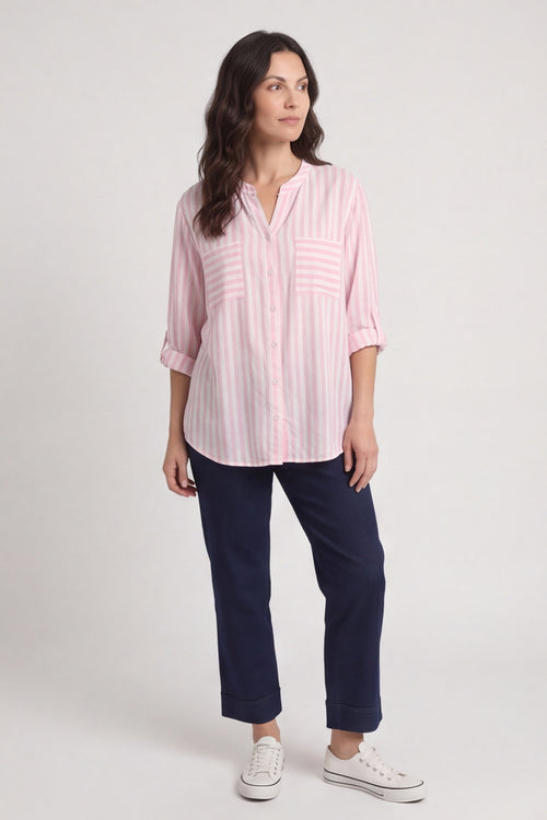 Jaynie Gingham Tie Front Shirt Pink – image 1 of 6