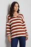 Kirsty Stripe V-Neck Knit Top Burnt Orange – image 1 of 6