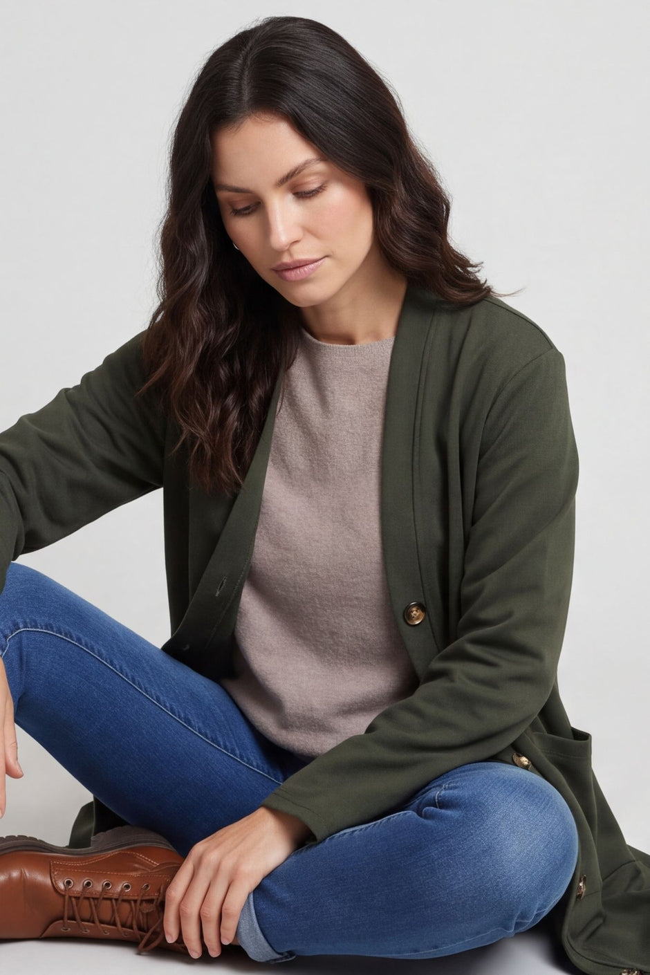 Ernestina Button Jacket Khaki – image 1 of 6