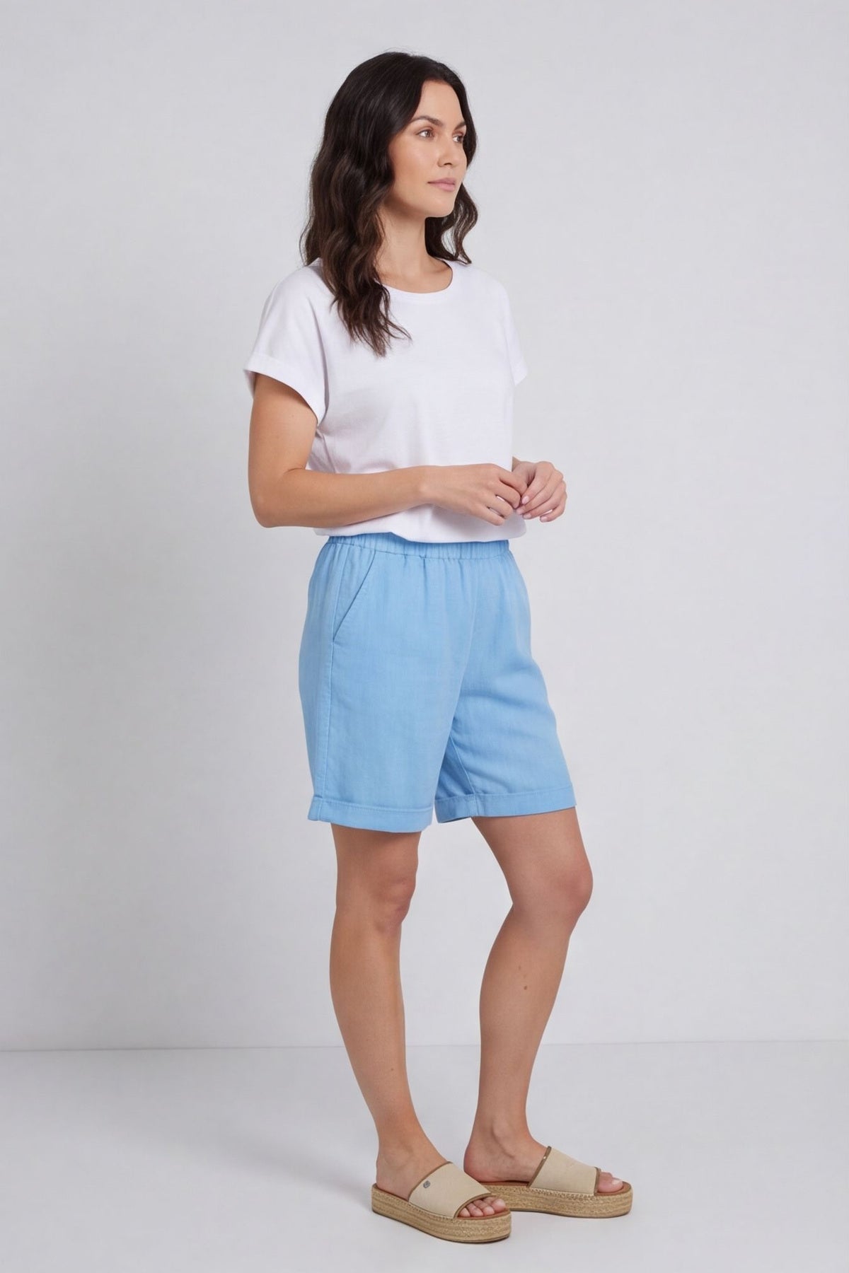 Sydney Linen Shorts Powder Blue – image 1 of 6
