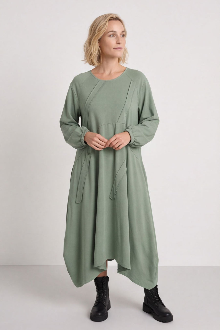 Netta Cotton Dress Sage Green – image 1 of 5
