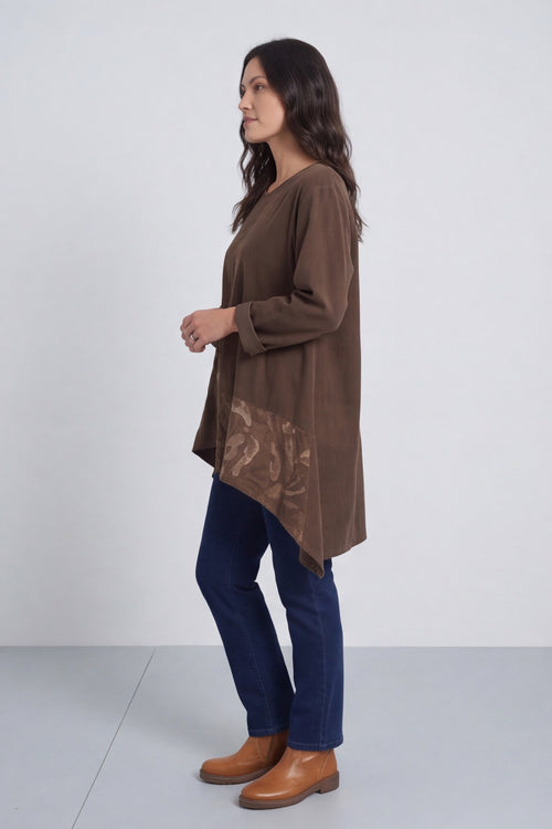 Berenice Print Detail Needlecord Top Nutmeg – image 1 of 6