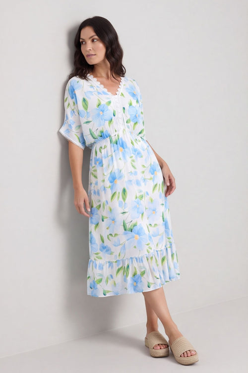 Amyla Floral Print Dress Light Blue – image 1 of 6
