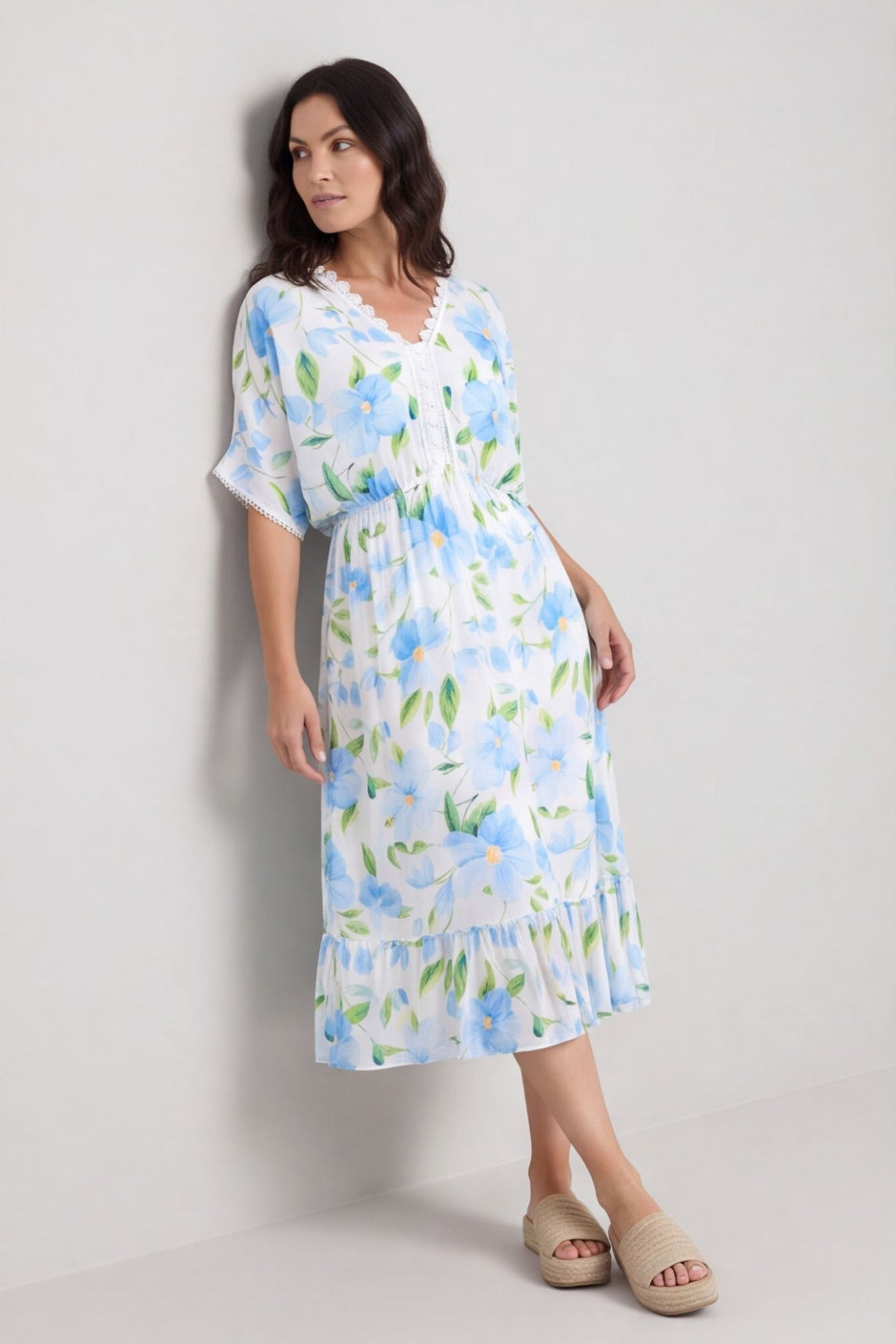 Amyla Floral Print Dress Light Blue – image 1 of 6
