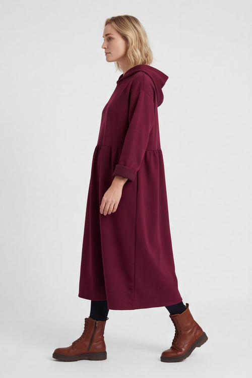 Saskia Hooded Dress Wine – image 1 of 5