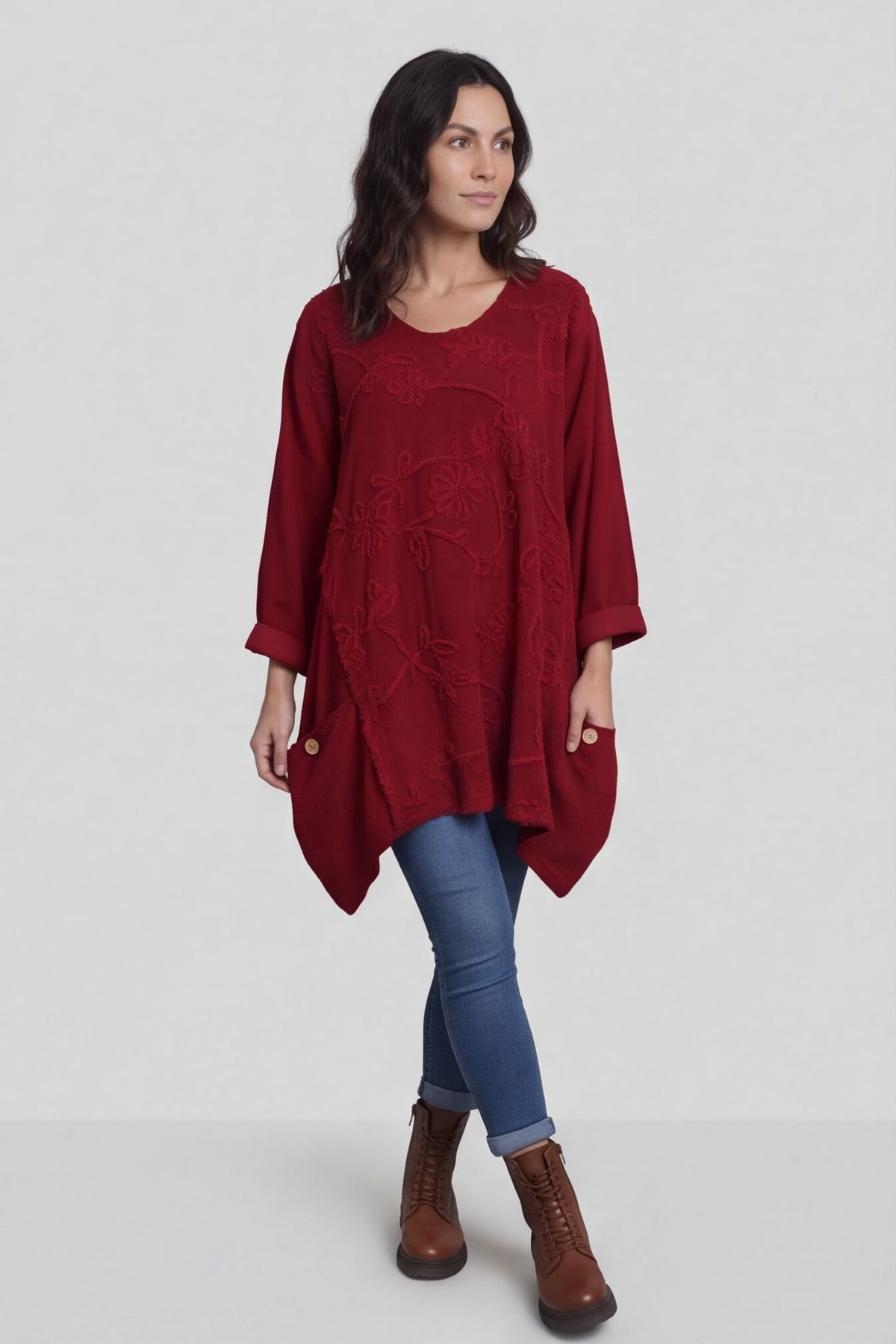 Rita Cord Detail Tunic Red – image 1 of 5