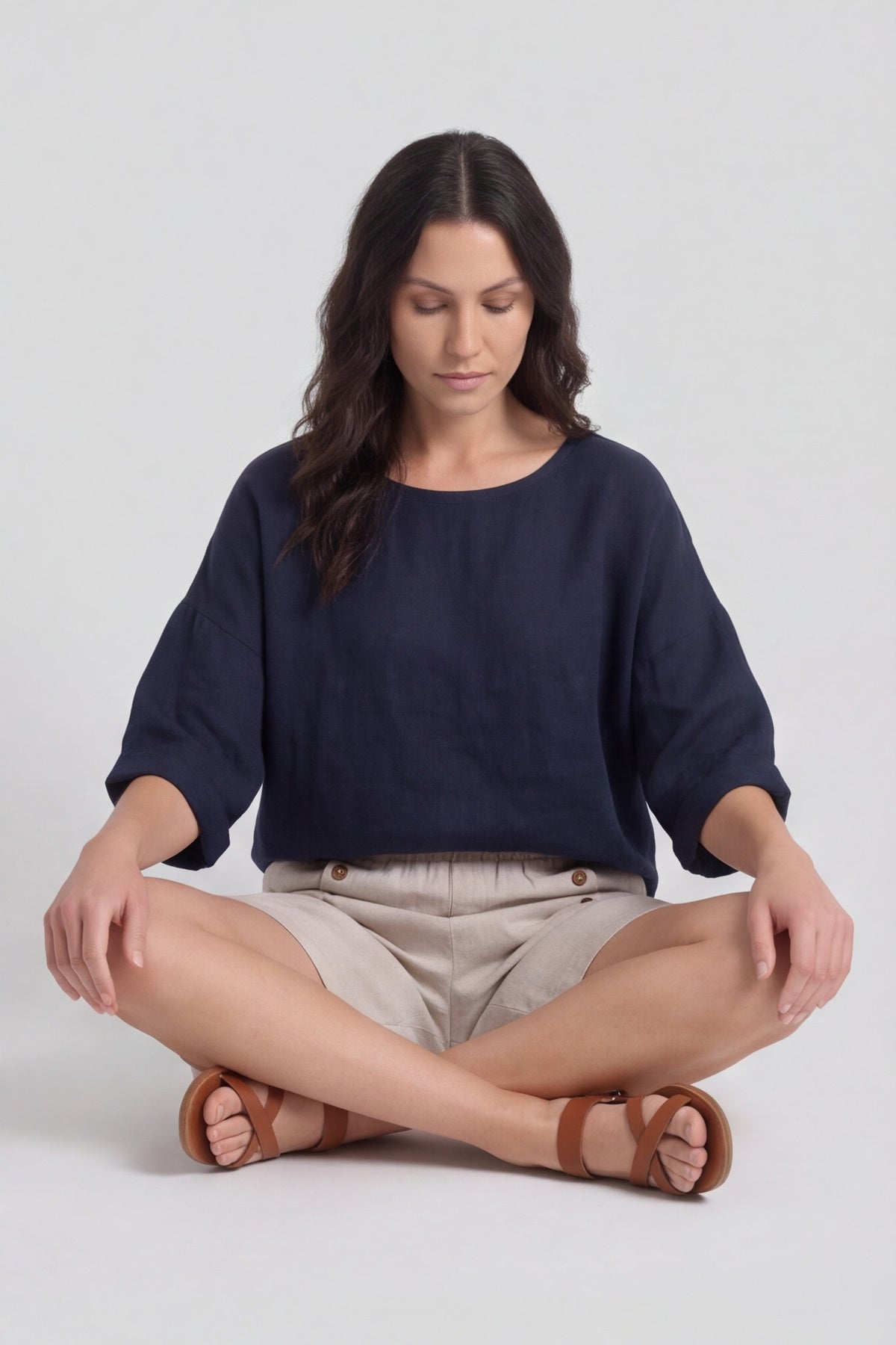 Arielle Linen Blend Shorts Stone – image 1 of 5