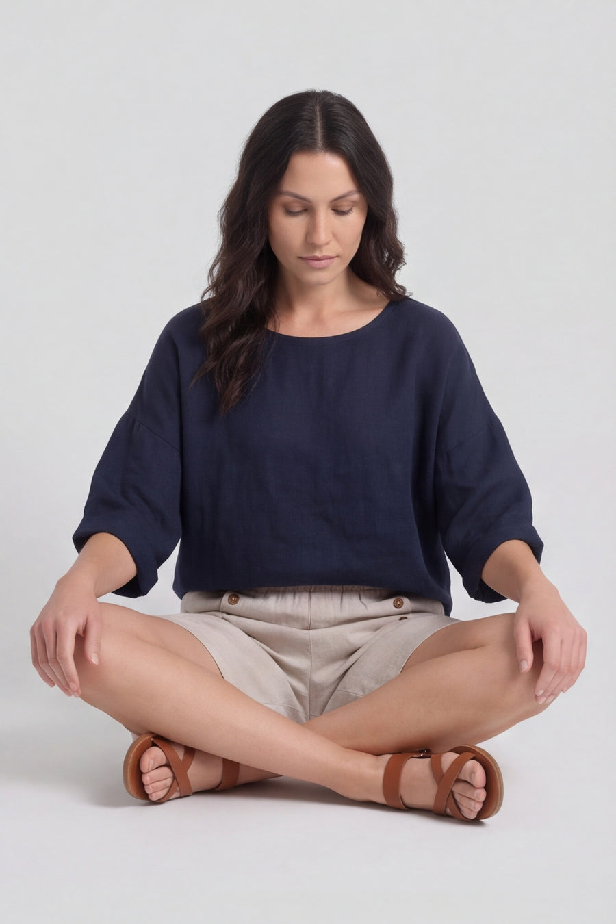 Arielle Linen Blend Shorts Stone – image 1 of 5