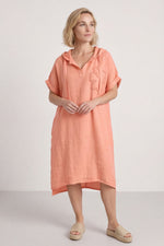 Carlina Hooded Flower Detail Linen Dress Orange Orange - Carlina Hooded Flower Detail Linen Dress Orange – image 1 of 6