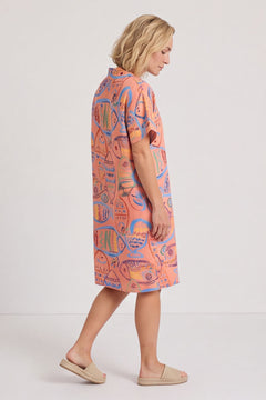 Naida Print Button Tunic Orange – image 1 of 6