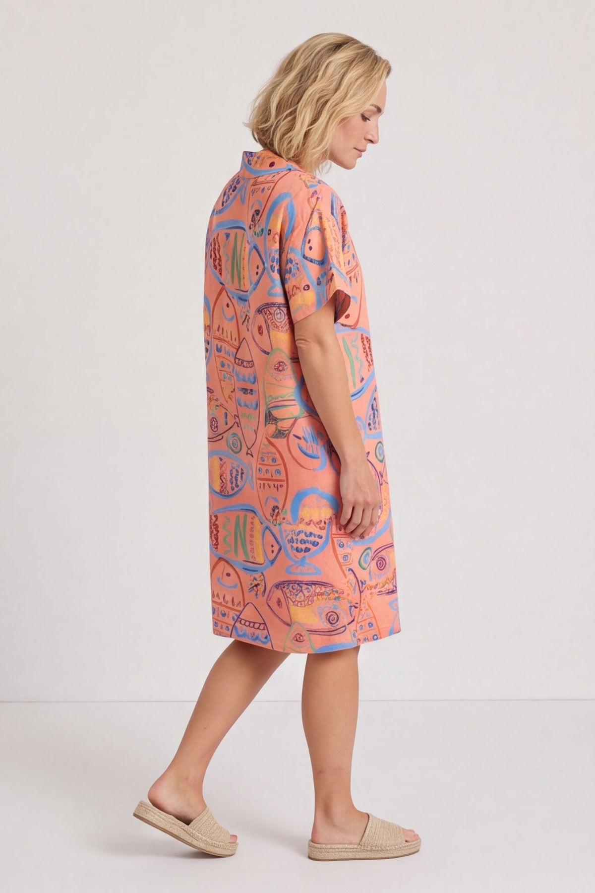 Naida Print Button Tunic Orange – image 1 of 6