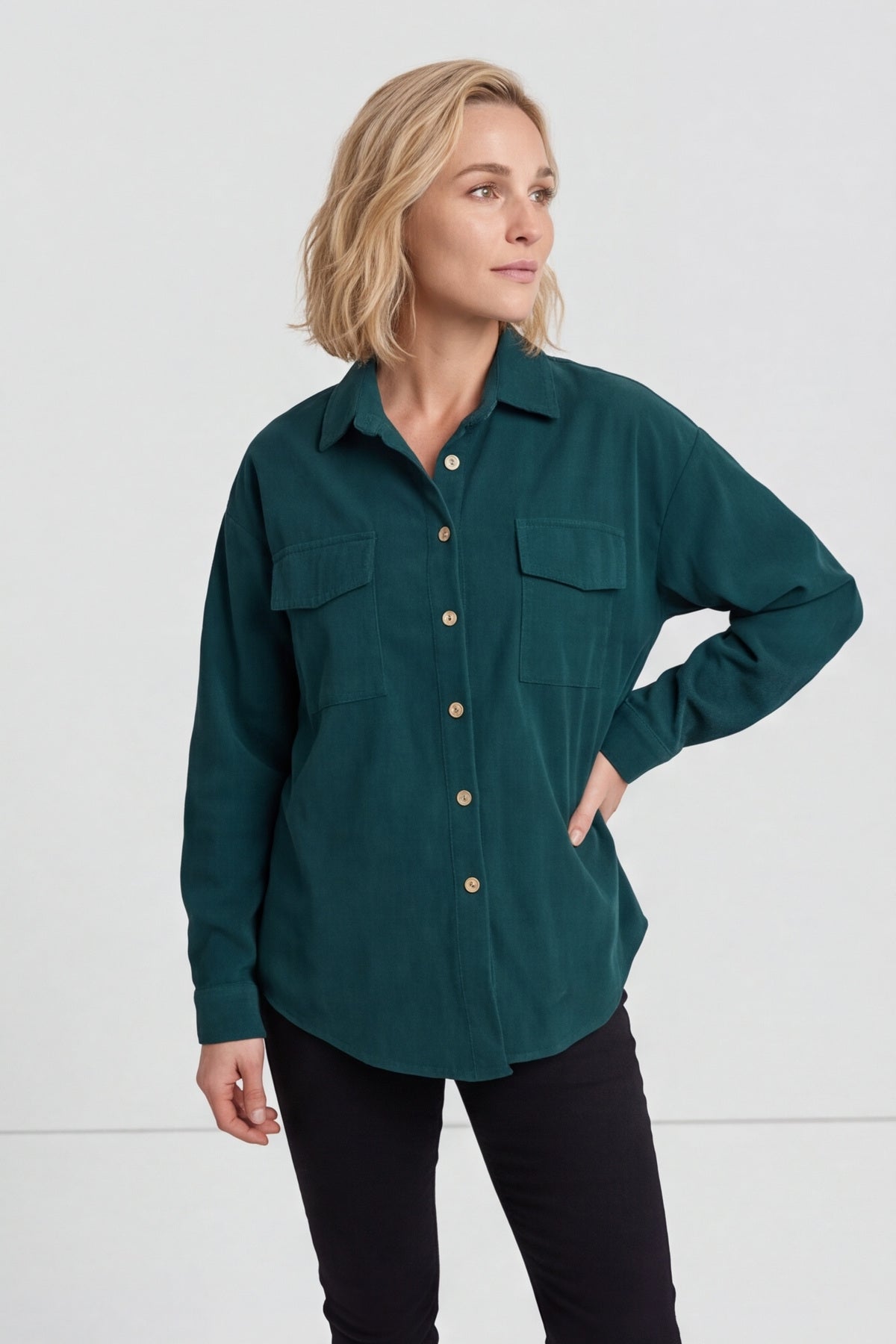 Tonya Needlecord Jacket Bottle Green – image 1 of 6