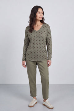 Lola Relaxed Polka Dot V-Neck Top – image 1 of 6