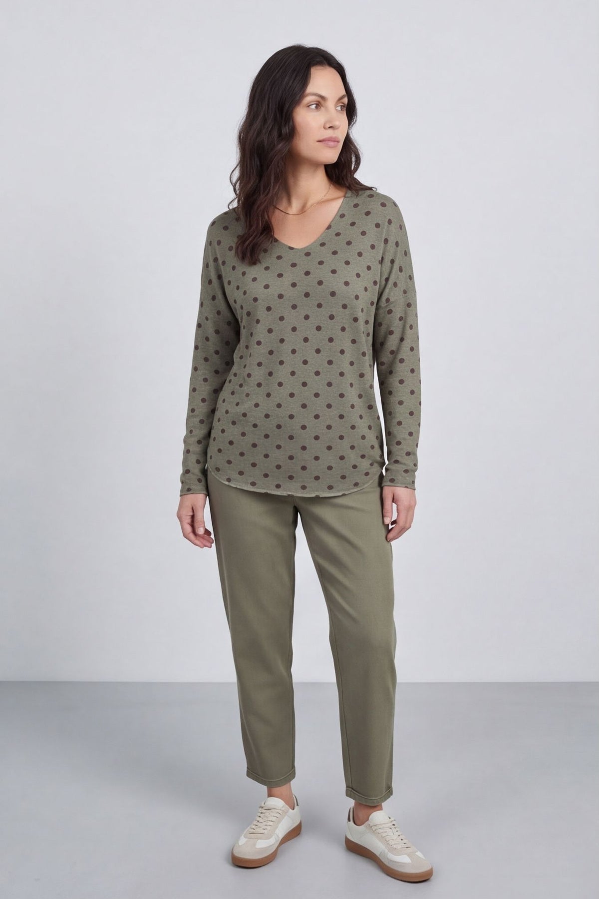 Lola Relaxed Polka Dot V-Neck Top – image 1 of 6