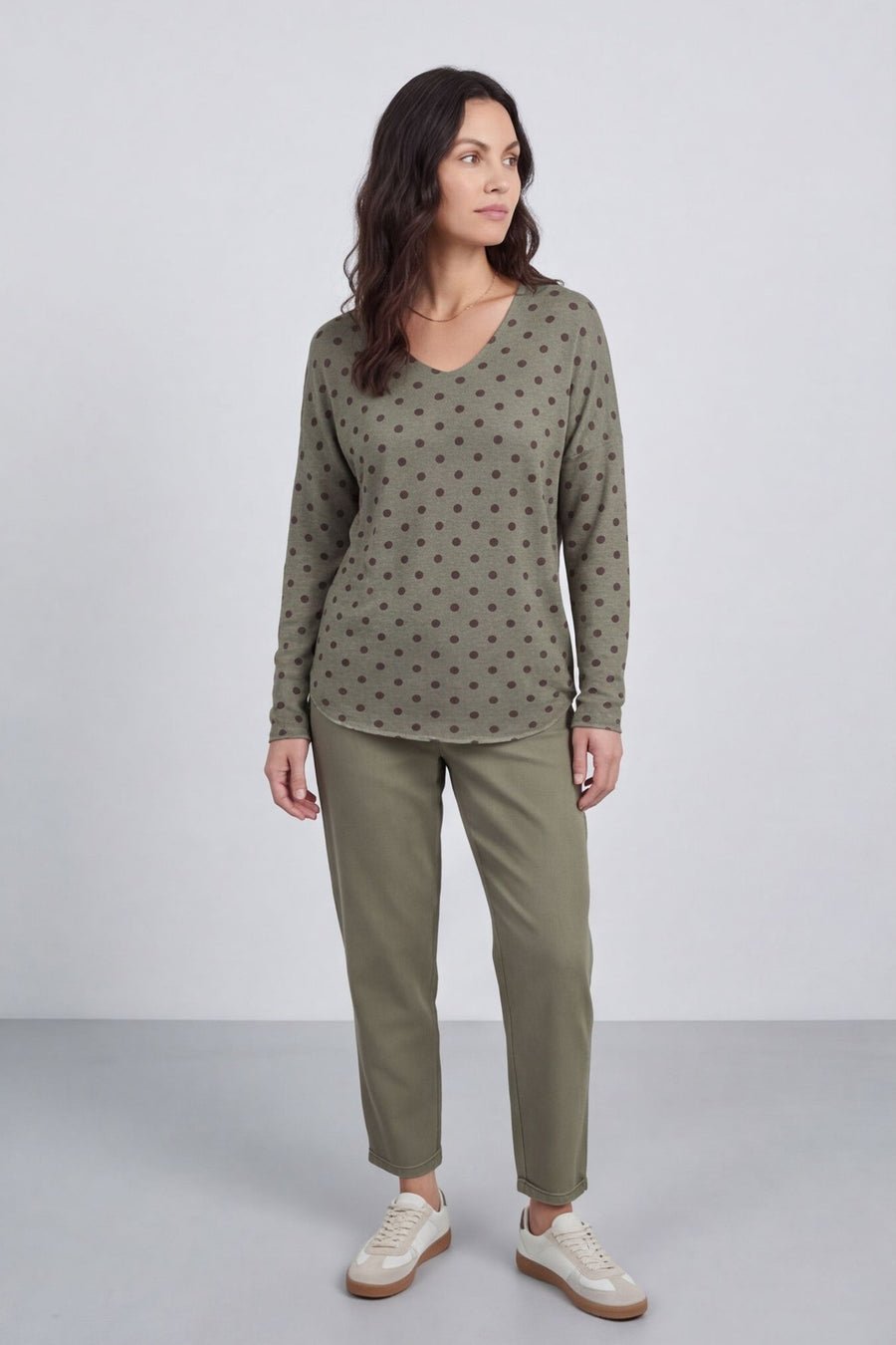 Lola Relaxed Polka Dot V-Neck Top – image 1 of 6