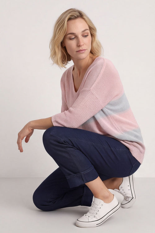 Davena Stripe Knit Top Pink – image 1 of 5