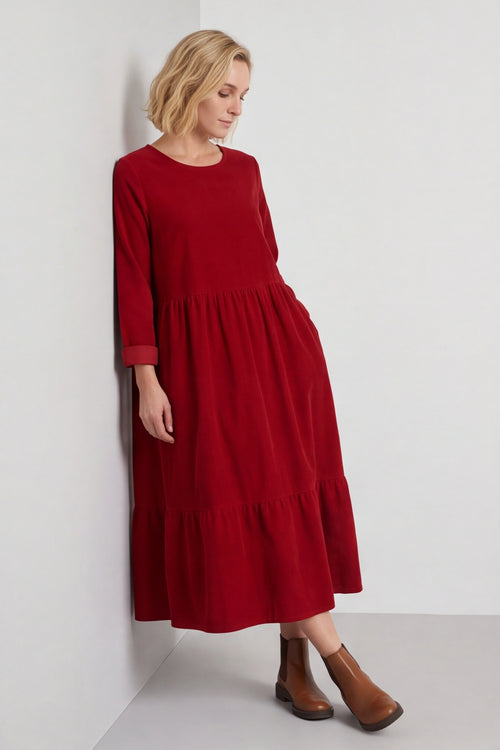 Sheena Needlecord Dress Red – image 1 of 5