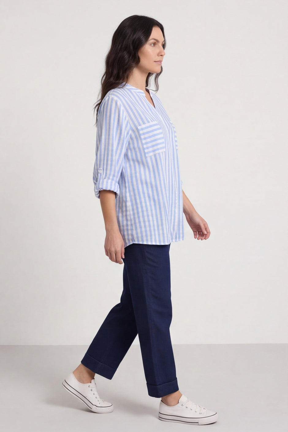 Jaynie Gingham Tie Front Shirt Powder Blue – image 1 of 5