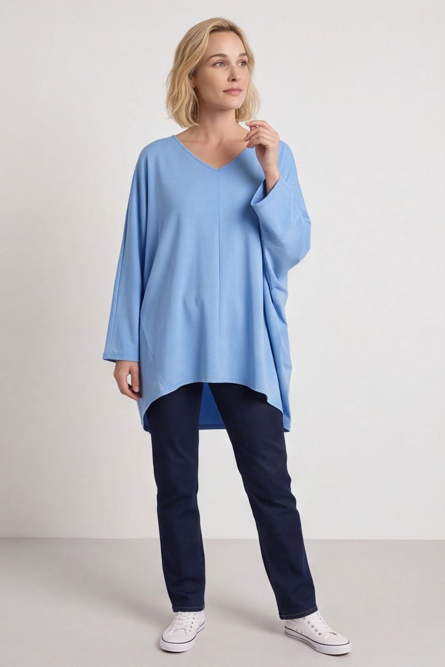 Annabelle V-Neck Cotton Top Powder Blue – image 1 of 5