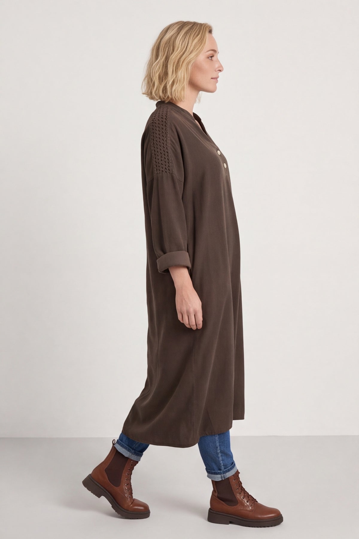 Terrie Needlecord Dress Cocoa – image 1 of 6