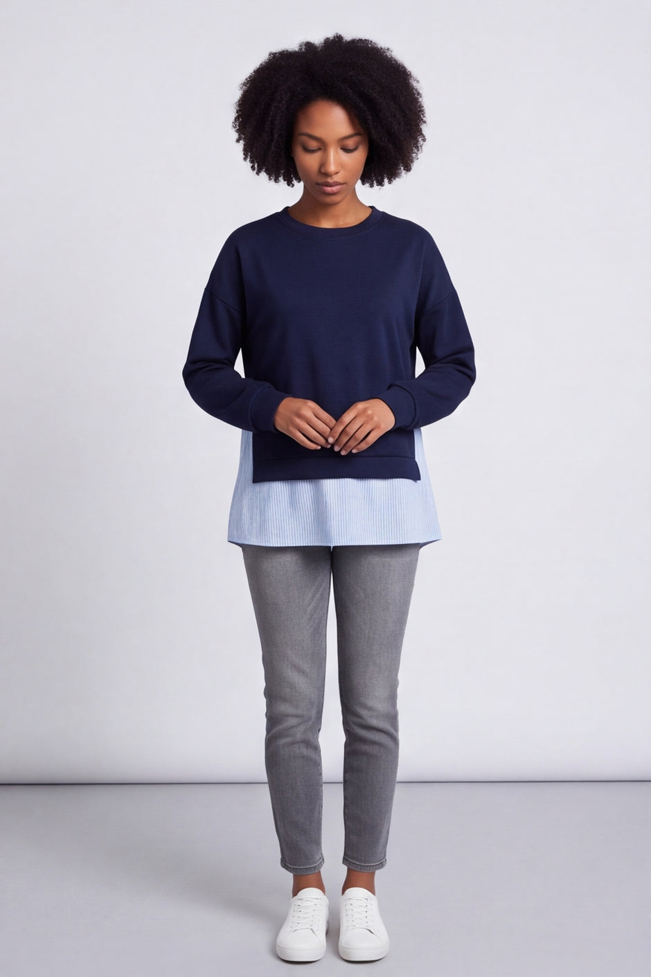 Gail Layer Detail Top Navy – image 1 of 6