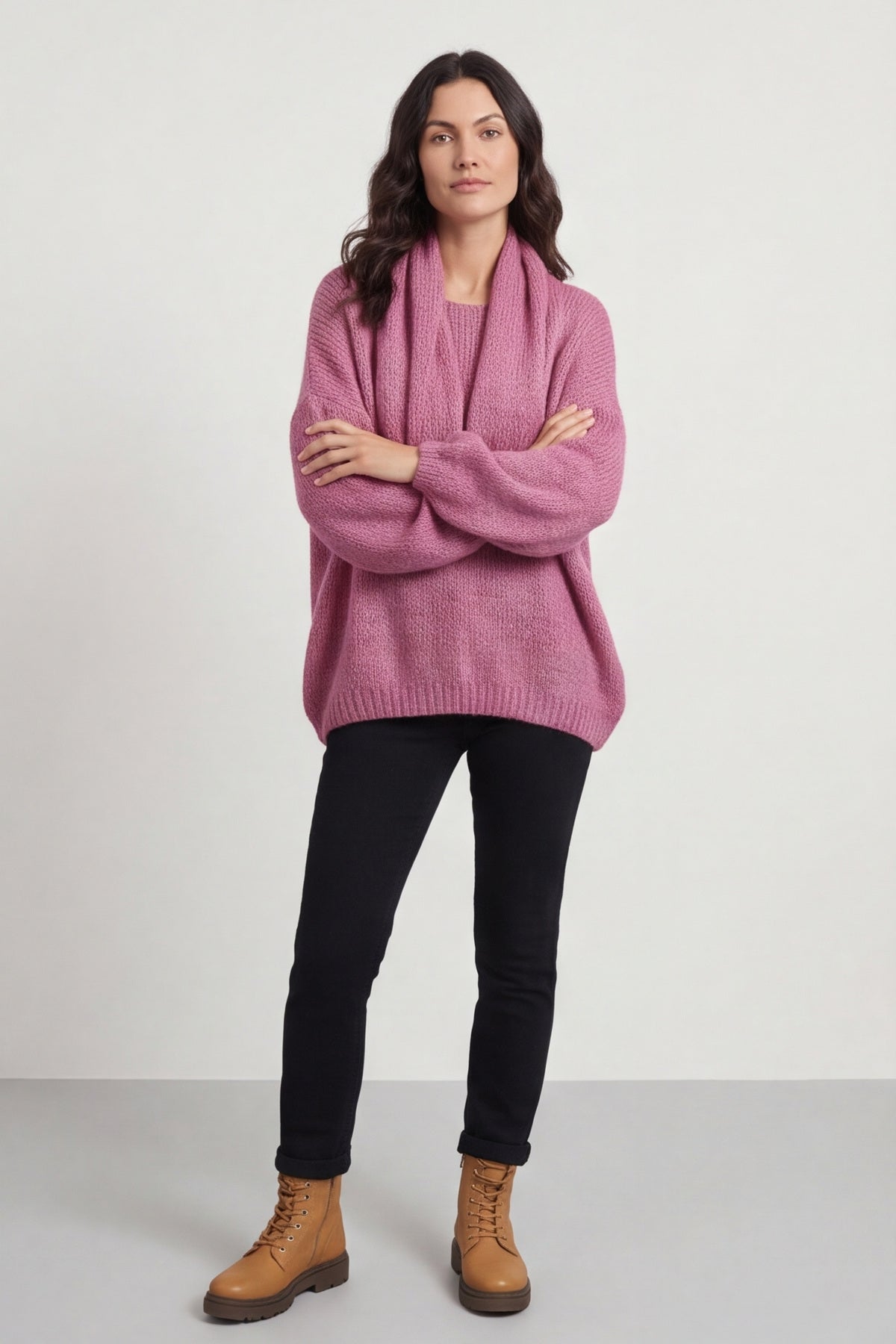 Baylin Scarf Knitted Jumper Pink – image 1 of 6