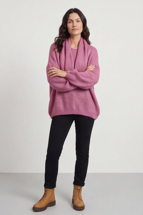 Baylin Scarf Knitted Jumper Pink – image 1 of 6