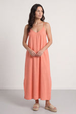 Cesca Strap Linen Dress Orange Orange - Cesca Strap Linen Dress Orange – image 1 of 6