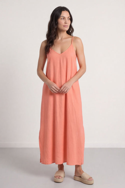 Cesca Strap Linen Dress Orange – image 1 of 6