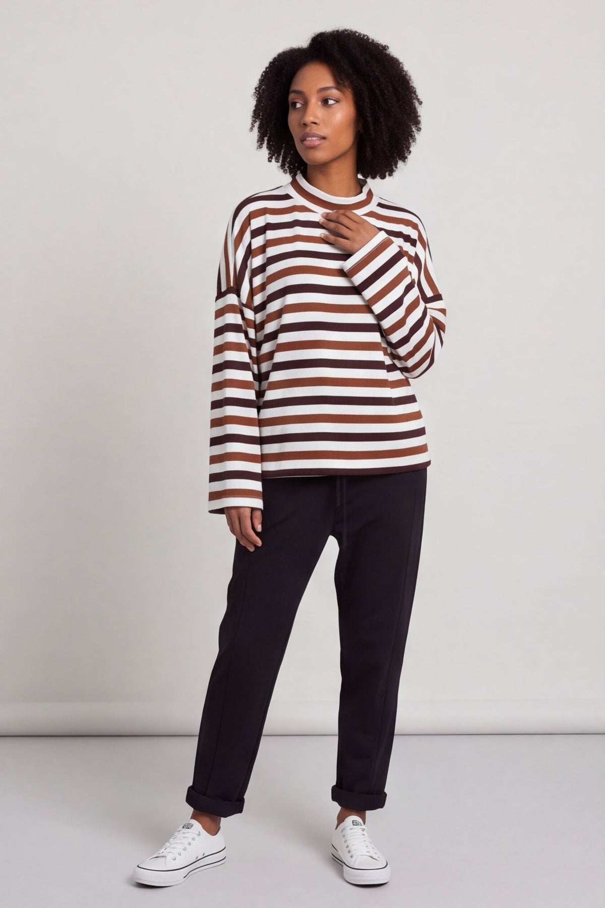 Sylvie Stripe Knit Top Nutmeg – image 1 of 6