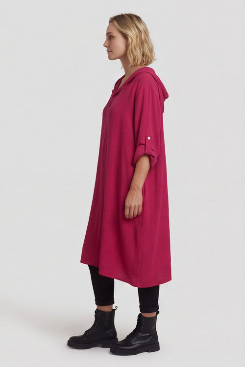 Viviette Hooded Tunic Hot Pink – image 1 of 5