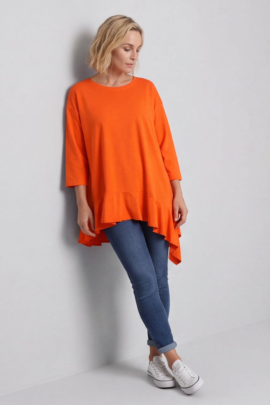 Carey Frill Cotton Top Orange – image 1 of 6