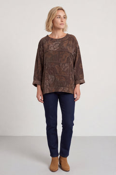 Doreen Print Needlecord Top Nutmeg – image 1 of 6