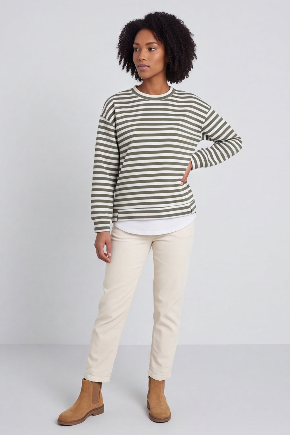 Capricia Stripe Top Khaki – image 1 of 6