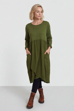 Regana Cotton Dress Olive – image 1 of 5