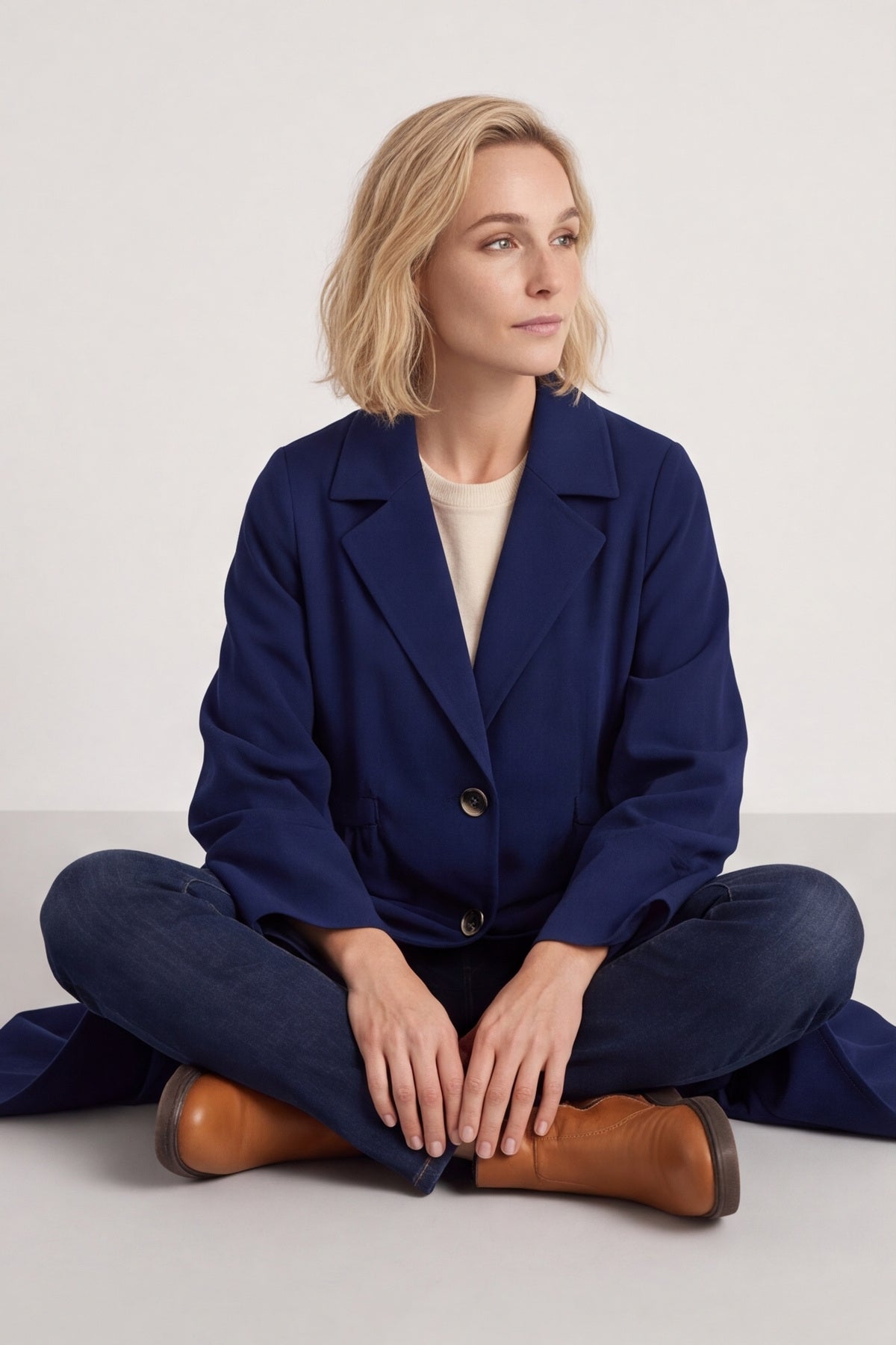 Meryl Long Needlecord Jacket Navy – image 1 of 5