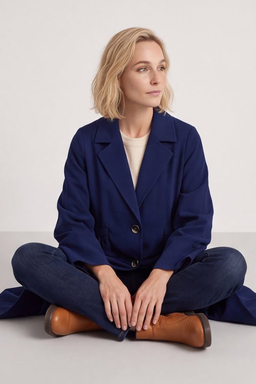 Meryl Long Needlecord Jacket Navy – image 1 of 5