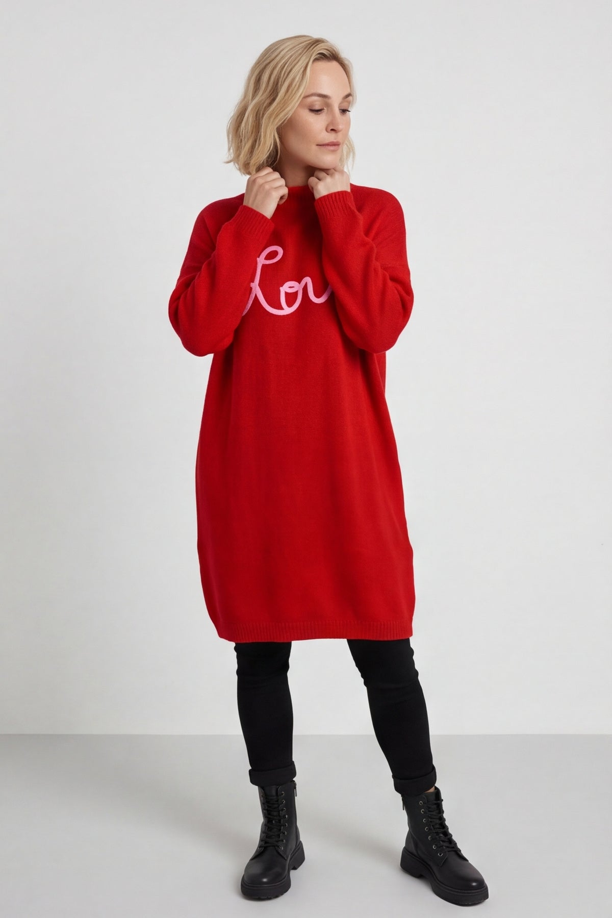 Love Knitted Jumper Dress Red – image 1 of 6