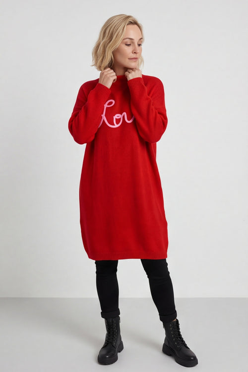 Love Knitted Jumper Dress Red – image 1 of 6