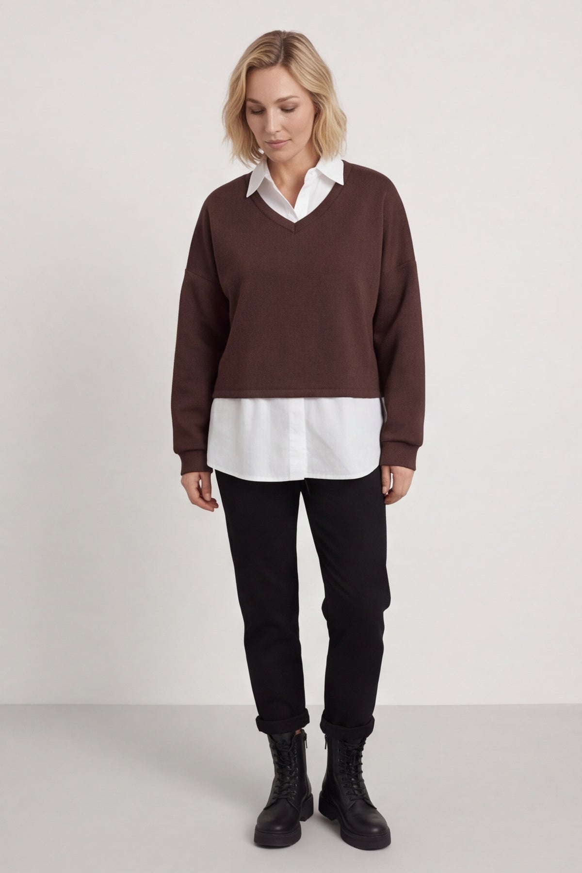 Leilani Collared Top Cocoa – image 1 of 5